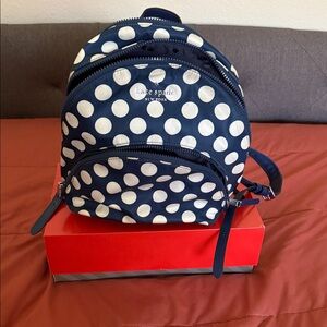 kate spade Navy and White Polka Dot Mini Backpack